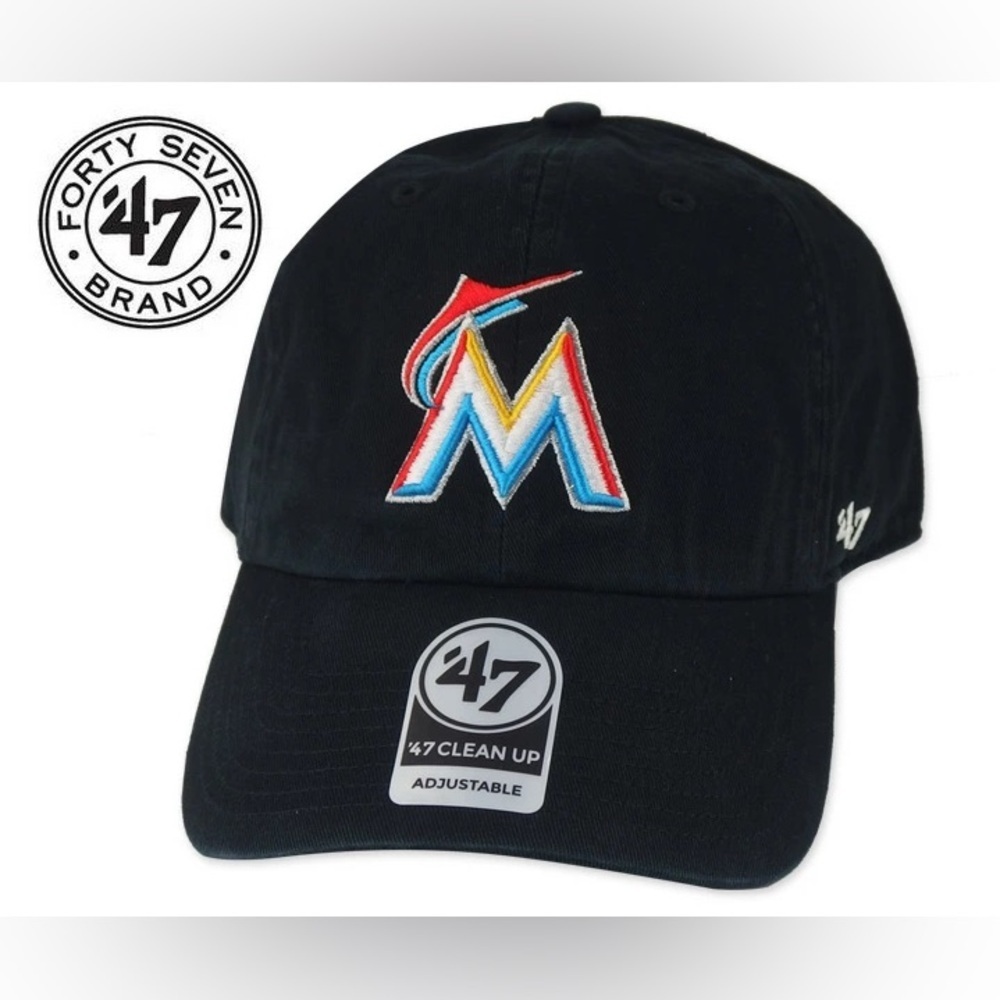 NWT MLB Miami Marlins Clean Up Home 47 Brand Adjustable Hat mens